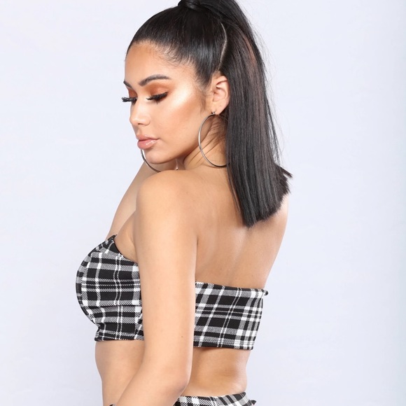 Fashion Nova Black & White Giuliana Checkered Tube Top - Picture 5 of 9